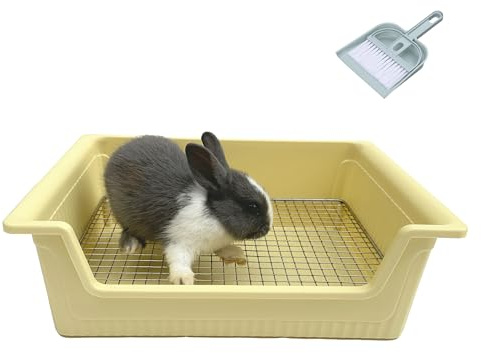 Stainless Steel Gird Rabbit Litter Box, Large Corner Potty Tray for Small Animals Guinea Pigs, Ferrets,Chinchillas - Toilet with Low Entry & Easy Clean(15×11.2×4.8in)