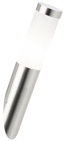 Lightbox Antorcha de pared para exteriores 40 cm de altura | Ø 8 cm | luz de pared para exteriores | para la entrada de la casa, la fachada o el garaje | enchufe E27 | de acero inoxidable y plástico