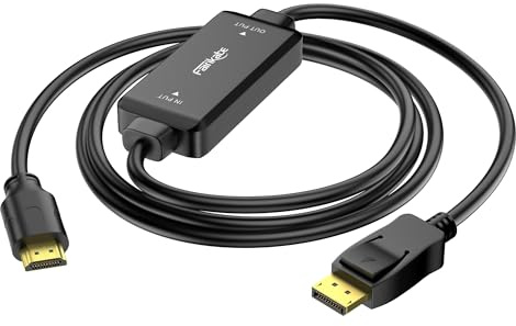fairikabe HDMI to DisplayPort Cable 4K@60Hz, 4.9ft/1.5m Unidirectional HDMI Source to DP Monitor, Plug and Play No Power Required, Compatible with PS5/PS4 Pro, Xbox Series X, PC