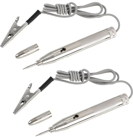 2 Piezas Comprobador de Corriente 6V/12V/24V, Comprobador de Fusibles Coche y Comprobador de Relé Coche con Pinza Cocodrilo, Sonda de Acero Afilada y Luz de Prueba para Circuitos de Bajo Voltaje
