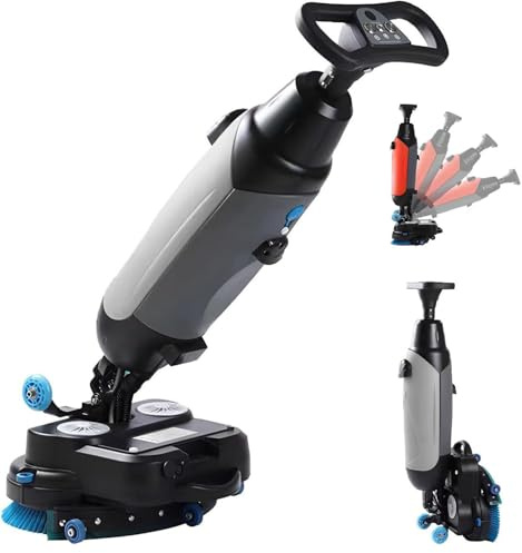 GEHPYYDS 36V Commercial Floor Scrubber, 10.5A Power with 2x250W Brush Motors & Dual Water Tanks (4.5L+7.5L), Automatic Scrubber Dryer,Floor Cleaners for Different Materials Grey
