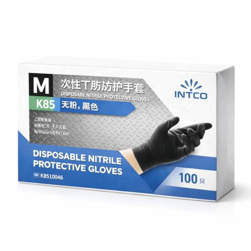 Disposable Nitrile Gloves 100 Pack – Mechanic & Food Safe Black Throwaway Gloves, Latex Free, Powder Free for Cooking, Cleaning & Automotive Use (Medium)