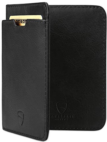 Vaultskin Geldbörse Herren Leder - Geldbeutel mit RFID Schutz, Portmonee Herren für Kreditkarten & Scheine, Eleganter Slim Wallet im minimalistischen Design (Schwarz, City)