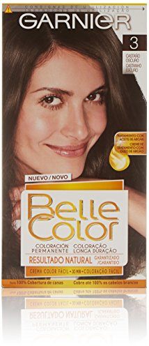 Garnier Belle Color Coloración de aspecto natural y cobertura completa de canas con aceite de jojoba y germen de trigo - Tono: Castaño Oscuro 3