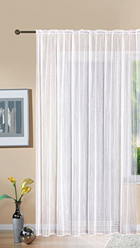 Gardine Store Jacquard Isabella HxB 245x300 cm Kräuselband Universalband Weiß Längsstreifen Transparent Voile Vorhang Wohnzimmer, 13145