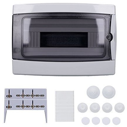 Aufputz Feuchtraum Verteiler 1-reihig IP65 12 Module Verteilerkasten Kleinverteiler Sicherungskasten, Tür transparent