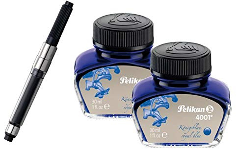 Pelikan 301010 Tintenglas Tinte 4001, 30 ml, 1 Stück (1 Converter + 2x 30 ml Königsblau)