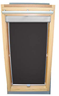 Rollo für VELUX Dachfenster Abdunkelungsrollo Komfort Premium für TYP GGL/GPL/GHL/GGU/GPU - C04 - Farbe dunkelgrau - mit BLENDE und Haltekrallen - KLICK Montage