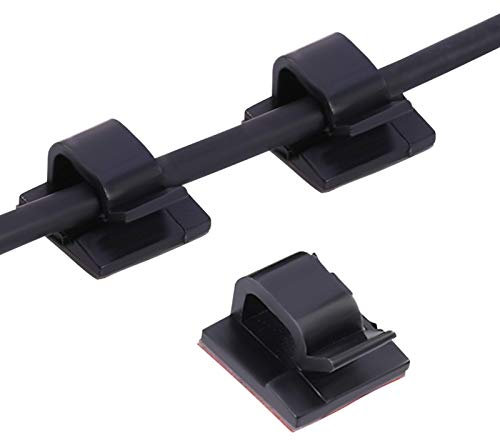 GOTH Perhk Mini Kabelhalter Selbstklebend, Schwarz Klein Kabelclips Selbstklebende Kabelklemmen für Haus Büro Auto Garten Kabel Management (50 Stück)