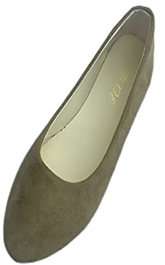 ERLINGO Zapatos de ballet para mujer, sin cordones, cómodos, para caminar, bailarina, con punta puntiaguda, antideslizantes, de tacón bajo, casual, zapatos únicos, poco profundos, Verde militar, 39.5