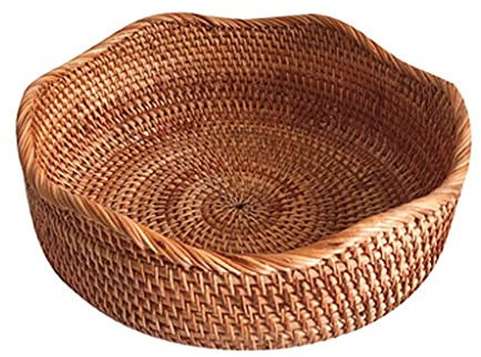 DMLZB Frutero Vietnam Rattan Bambú Bambú Cesta de Frutas Cesta de Almacenamiento Bandeja Sala de Estar Desktop Snack Fruit Bandeja Decorativo para Frutas Frutero Cesta de mostrador (Color : Natural)