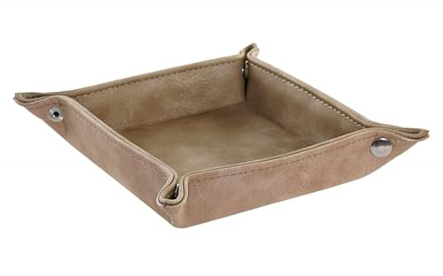 KCASA Bandeja vaciabolsillos Piel Color Marron 18x18 cm (Marron)