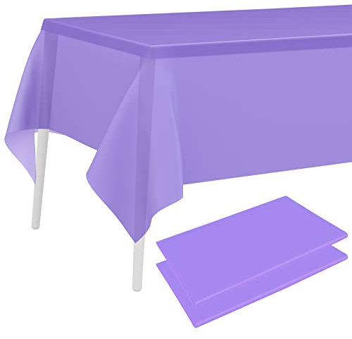 PLULON 2 Stück Lila Tischdecke Kunststoff Tischdecke 137 x 274 cm Rechteckige Tischdecke für Hochzeit Geburtstag Party Zuhause Tischdekorationen