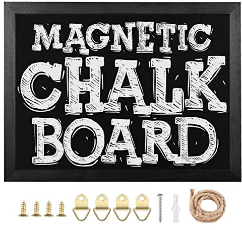 Okydoky Magnetische Kreidetafel mit Holzrahmen, Schreiben mit Kreide, zum vertikalen oder horizontalen Aufhängen, Magnetsammelbrett, mit Hanfseil zum Aufhängen, 30 * 40cm, HB-BK-3040