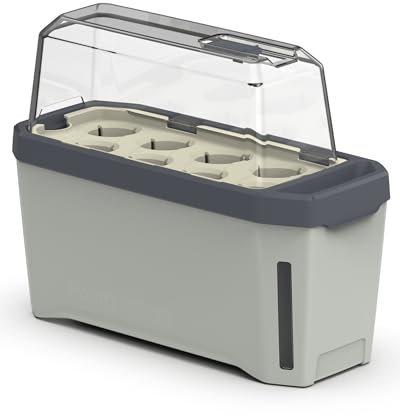 Harry Herbs - 4 in 1 Kräutertopf - Anzucht - Microgreens - Hydroponik - integriertes Wasserreservoir mit Bewässerungssystem - inklusive Wasserstandsanzeige - indoor & outdoor (hellgrau, mit Haube)