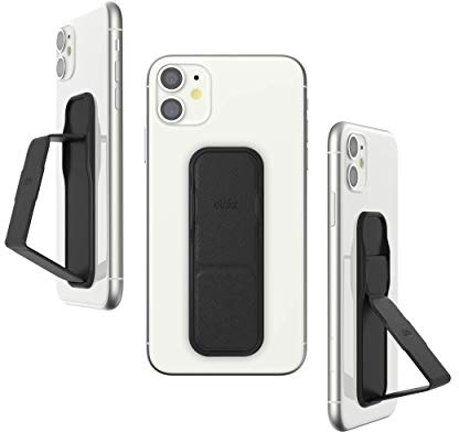 CLCKR Phone Grip and Expanding Stand, Universal Phone Grip Holder with Multiple Viewing Angles for iPhone 14/13/12, Samsung Galaxy S22 and More, Phones, Tablets, Saffiano Black