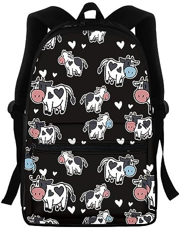 Morbuy Kinder Rucksack Mädchen jungen, Karikatur Tier Drucken Schule Handtaschen-Rucksack für Arbeit Business Reisen, Wasserdicht Schulrucksack Lehrertasche für Herren Damen (Ochse)