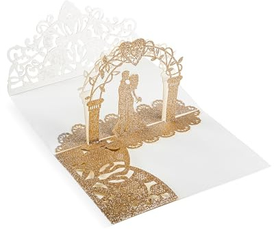 Pop Up Hochzeitskarte mit Umschlag Siumir 3D Karte Hochzeit Glückwunsch Karte Hochzeitseinladungen für Hochzeitstag, Valentinstag, Hochzeitsgeschenke (Funkelndes Roségold)