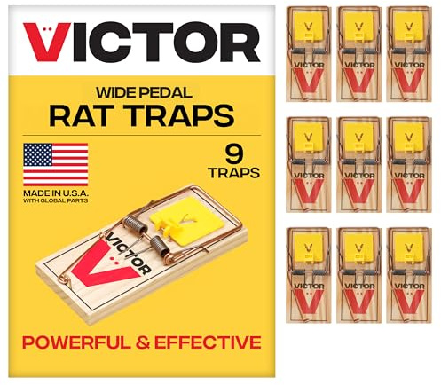 Victor M205-9 Easy Set Kunststoffpedal aus nachhaltigem FSC-Holz, Humane Snap-Rattenfalle, 9 Holzfallen
