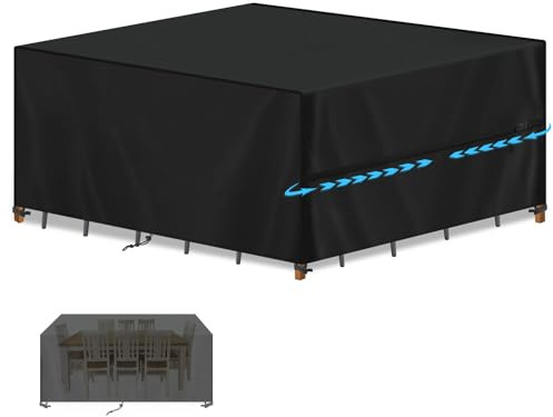 SIMPHAUS Housse Salon de Jardin Exterieur Impermeable Housse de Protection de Table Extérieur 420D Oxford Tissu Housse pour Meuble de Jardin Protection Canape,Table et Chaise de Jardin 250x180x100cm