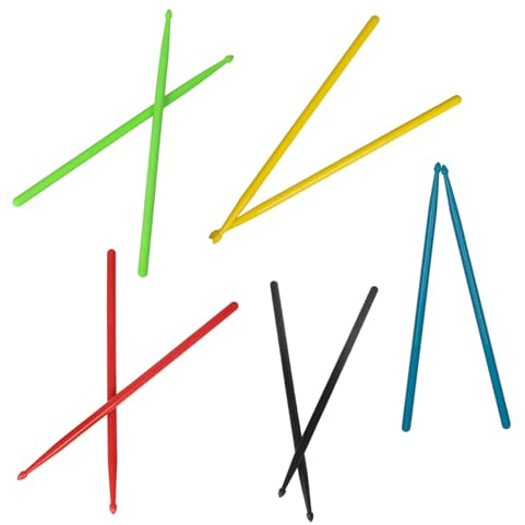Nylon Schlagzeugstöcke 5 Paar für Musikinstrumente 5a | Bandauftritte und Tägliches Üben, Komfortabel mit Gutem Gewichtsempfinden, für Anfänger und Kinder Zufällige Farbe