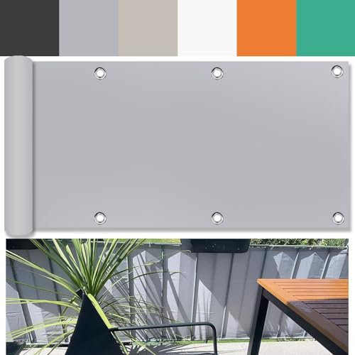 Ufamiluk Balkon Windschutz Grau 40 cm hoch Tuch Kunststoff Wetterfest Blickdichte UV-Schutz balkonumrandung für Zaun Balkon Terrassen Garten Swimming Pool 40x700cm