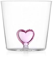 Ichendorf Milano Tumbler, Rosa, Collezione Cuore, 30 cl, Vetro Borosilicato, Fatto a Mano