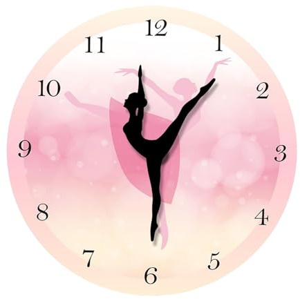 kowaku 30 cm große Prinzessin-Pink-Ballerina-Wanduhr, batteriebetrieben, präzises Uhrwerk, dekorativ, leicht