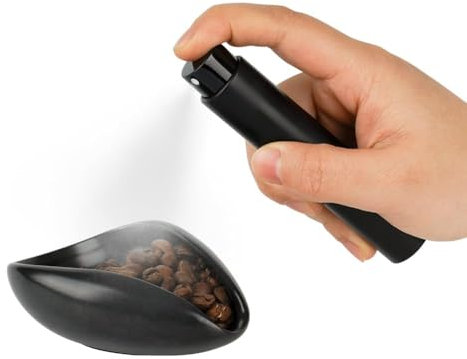 watchget Coffee Bean Dosing Cup & Static Reduction Spray Bottle Kit for Espresso Bar, Ceramic Single Dose Tray for Brewing/Tea, Barista Accessories Set, Black