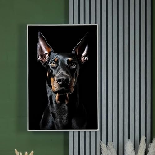 sedax LED Bilder Dobermann 75 x 50 Holz Flora – Stimmungsvolle LED Beleuchtung, Individuell & langlebig I Modernes Wandbild mit warmweißen & kaltweißen LEDs für gemütliche Atmosphäre