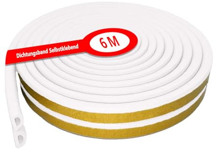 Nastro, Guarnizione Finestra, 6M Paraspifferi Finestre, Antispifferi Finestra, Parafreddo per Finestre, Per l'isolamento Acustico, la Protezione Dalla Polvere, la Protezione Dagli urti, Bianco
