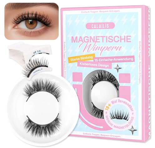 CALAILIS Magnetische Wimpern 1 Paar Magnet Wimpern Mit Zange Magnetic Lashes Natürlicher Look Wimpern Magnetisch Kein Kleber Erforderlich Einfach Zu Tragen Und Zu Entfernen (MAL2)