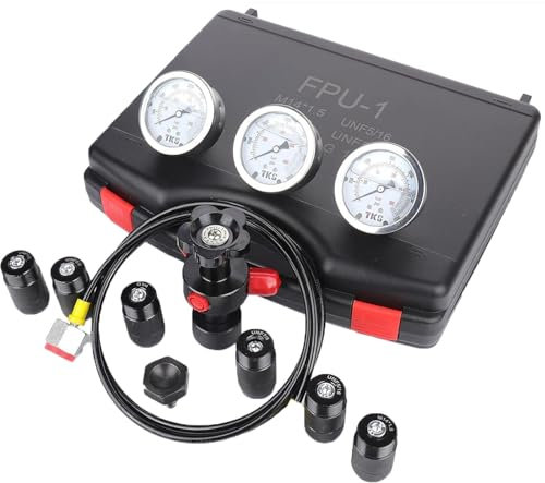 ylpddmm Hydraulisches Manometer-Kit, hydraulischer Akkumulator, Stickstoff-Aufladung, mit Testkupplungen Testschlauch