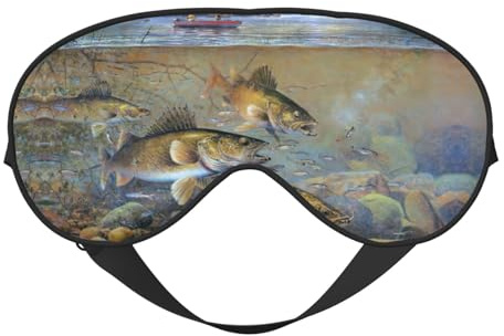 Schlafmaske mit Fischermotiv, Schlafmaske, Nacht-Augenbinde, weicher Augenschutz für Damen und Herren, für Reisen, Nickerchen, Meditation