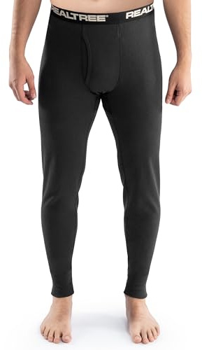 Realtree Men's Heavyweight Thermal Long Johns Underwear Bottom Black
