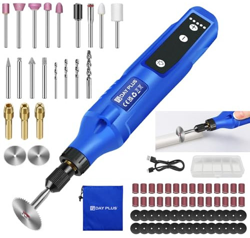 Cordless Rotary Tool Rechargeable with 1.5 Ah Li-ion Battery, 5-Speed 3000-18000 RPM, USB Charging, 80 Accessories, Multi Tool for Sanding, Polishing, Drilling, Etching, Engraving, DIY Crafts
