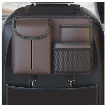 SOUTES Auto Rücksitz Organizer für Mini Cabrio R52 R57 F57, Autositz Rückenlehnenschutz Hängende Aufbewahrungstasche mit Taschen Wasserdicht Zubehör,C/Brown