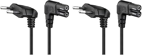 Goobay 56588 Câble d'alimentation Prise EU Type C coudé vers Prise Double Femelle Type C7 coudé; 0,5 m; Noir (Lot de 2)