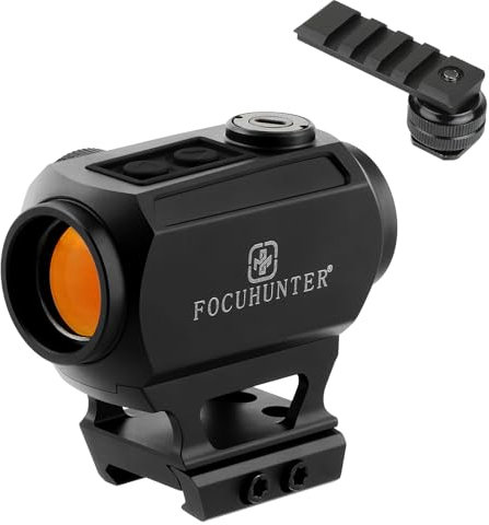 FOCUHUNTER Camera View Finder 1 x 22, 3 MOA and 10-Level Modes Settings for Telephoto Photography, Shockproof Waterproof Motion Awake with Hot Shoe Mount, High Profile and Low Profile Mount