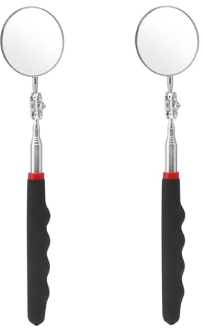 APOMOONS 2 Specchietto D'ispezione con Manico 72CM Telescopico Pieghevole e Retrattile Specchio D'ispezione Circolare Specchietto Telescopico Rotazione di 360 Gradi per Meccanici, Ispettori