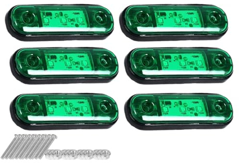 Grüne 3 LED Seitenmarkierungsleuchten 12V-24V Universal Blinker vorne und hinten Positionsleuchten für LKW Wohnmobil Caravan (6 Stück)