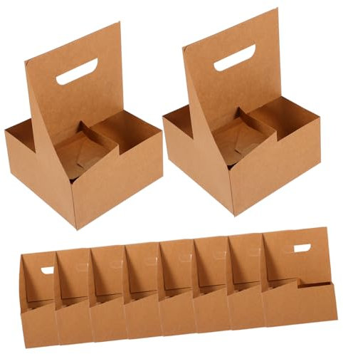 Cabilock 10piezas Portavasos Kraft Para Cafeterías Soporte Para Bebidas Frías y Calientes Portavasos Asa Bandeja Para Bebidas Para Food Trucks y Cafeterías
