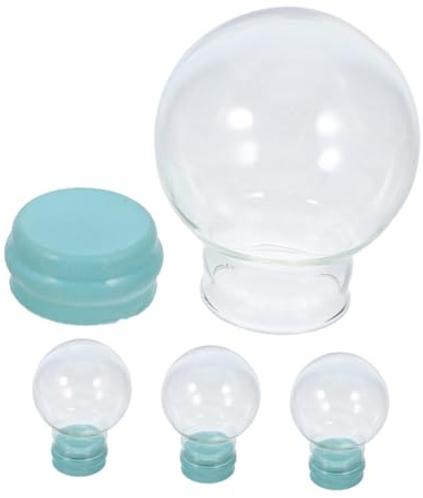 HEALEEP 4 De Nieve para Hacer Tú Mismo Cúpulas De Cristal Transparente De 55 Mm con Base De Goma para Decoración Navideña Tarro Transparente con Forma De Globo De para