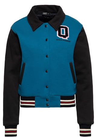 Queen fotogen, collegejacka för kvinnor, Varsity jacka – vinterjacka – övergångsjacka – bikerjacka – 50-talet – pinup – vintage – retro – fodrad – krage – broderi – rockabilly kattunge, bensin, M