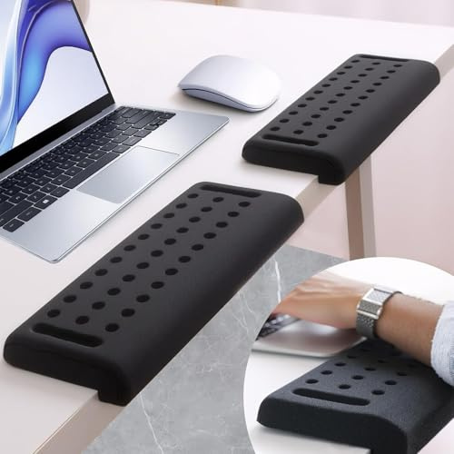 2 Stück L-Förmige Handballenauflage Tastatur, Memory-Schaum Armauflage Schreibtisch, Ergonomisches Wrist Rest für Handfläche, Handgelenk & Unterarm, Büro & Zuhause (Schwarz)