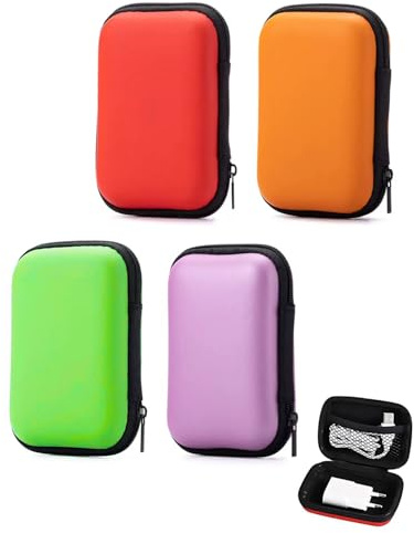 FUGLUS 4 Stück Spielkarten Etui, Kartenbox Spielkarten, Kartenspiel Wasserfest, Spielkarten Box, zur Aufbewahrung von Karten, Kopfhörern und Datenkabeln（Rosa, Rot, Grün, Orange）