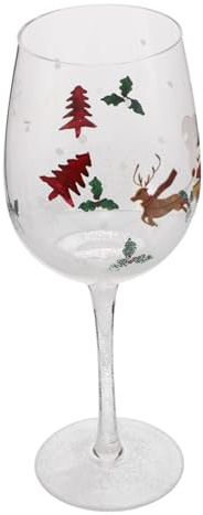 Ciieeo Copas de Vino de Navidad Pintadas Mano con Elegantes Vasos para Fiestas Navideñas para y Bebidas Festivas Cristal Decorativo para Celebraciones