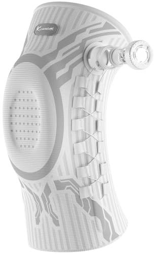 Kuangmi Genouillère réglable avec bouton rotatif - Pour soulager la douleur et le soutien articulaire pendant le sport, l'arthrose, la rééducation et le port quotidien, W-L