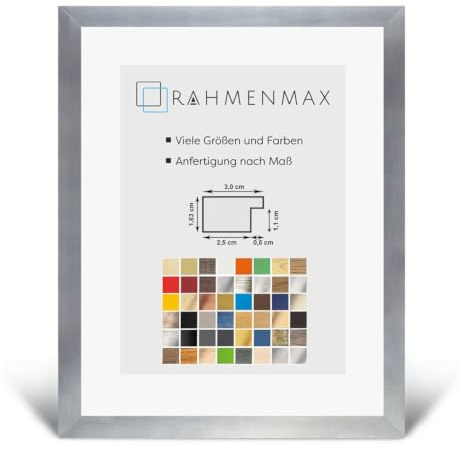 Morena MDF Rahmen für Bild 48x64cm Alu geschliffen mit Acrylglas | zum Aufhängen Hoch- und Querformat/Maßanfertigung möglich/Puzzle Rahmen/mit 1mm Antireflex Acrylglas