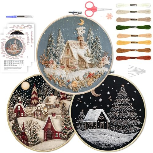 QUANMAITONG Sticken Set Erwachsene，Stickset Weihnachten für Anfänger Embroidery Kit Stickerei, Stick And Poke Stickbilder Stickrahmen DIY, Kreuzstich Weihnachten Deko (Jesus Set)